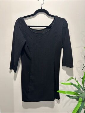 H&M Black Textured Scoop Neck Dressy Top
